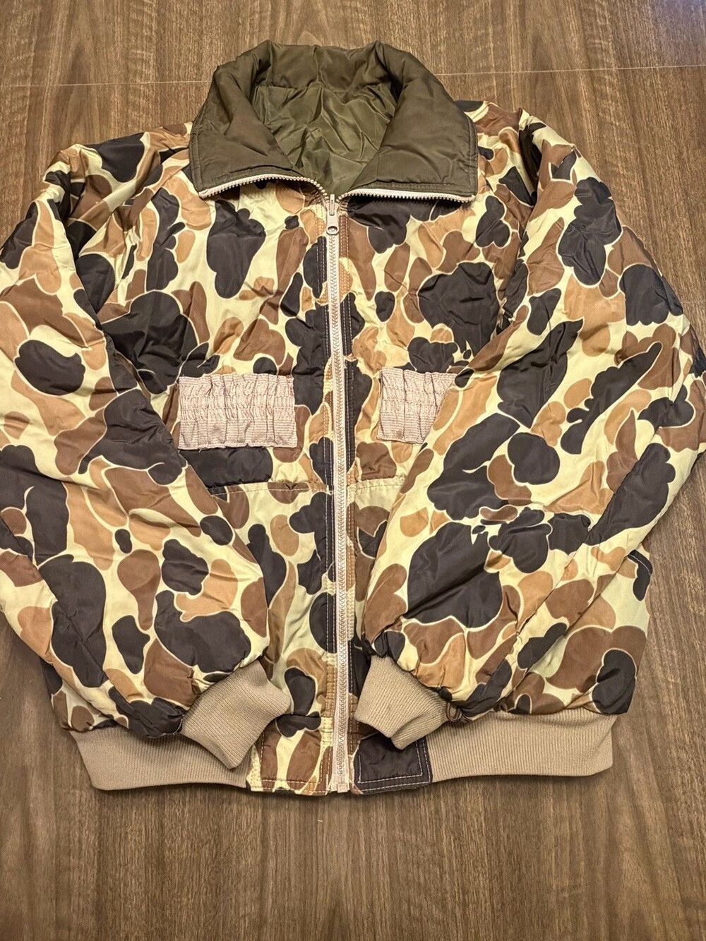 Vtg Columbia Jacket Mens L 90s Waterfowl Camo Reversible Hunting Bomber READ